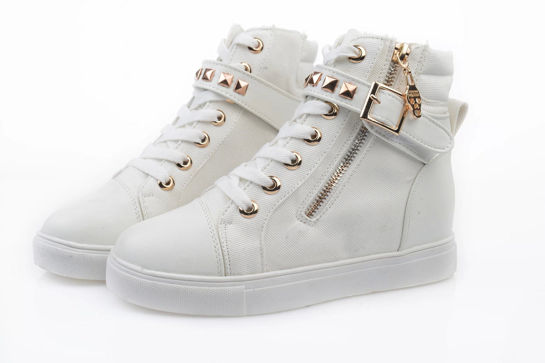 Riveted Canvas Shoes Middle Side Platform Shoes