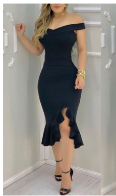 Vestido con volantes de un solo hombro Ropa de mujer