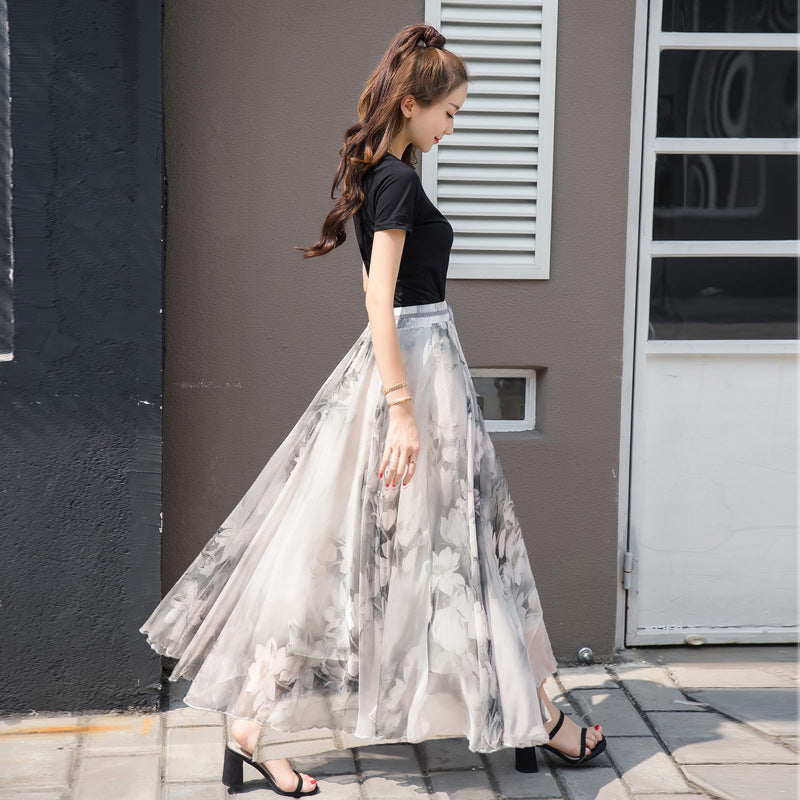 Women's Printed High-Waisted A-Line Skirt