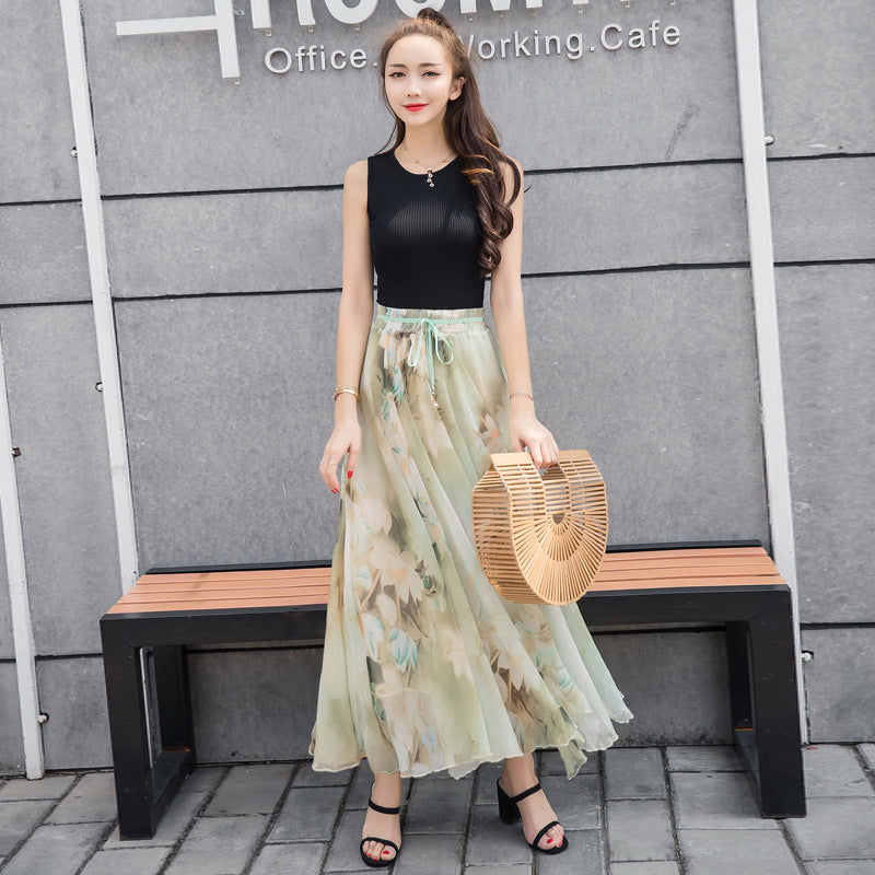 Women's Printed High-Waisted A-Line Skirt