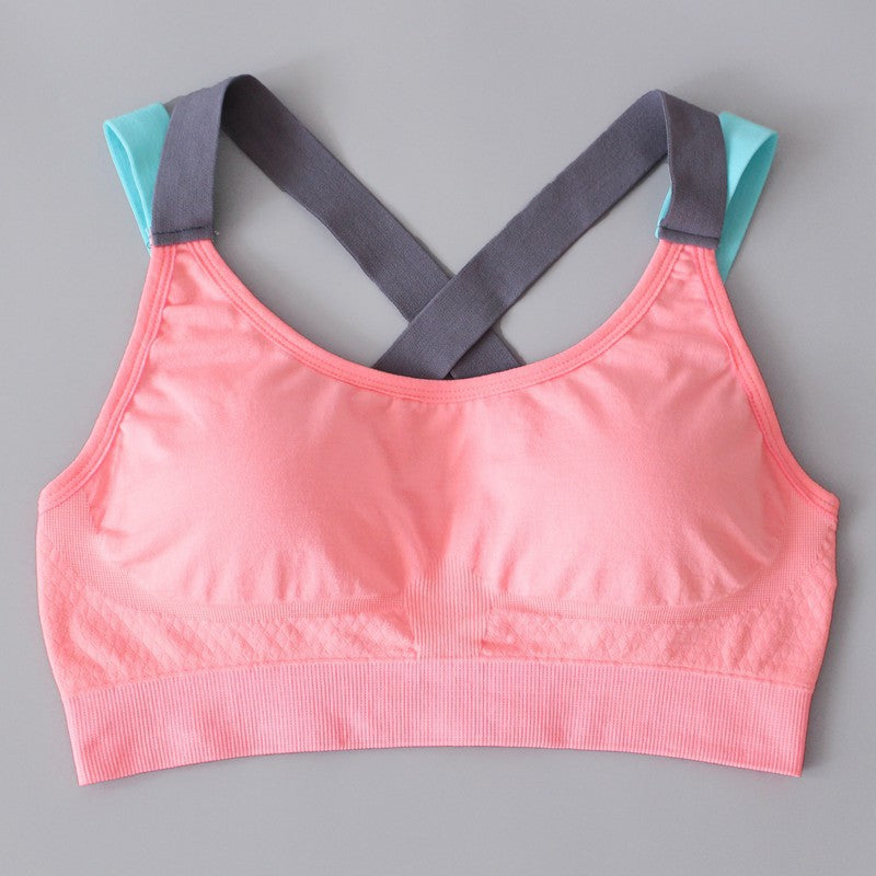 Beautiful Back Cross And Quick-Drying Vest-Style Sports Underwear Women'S No Rims Comfortable Yoga Fitness