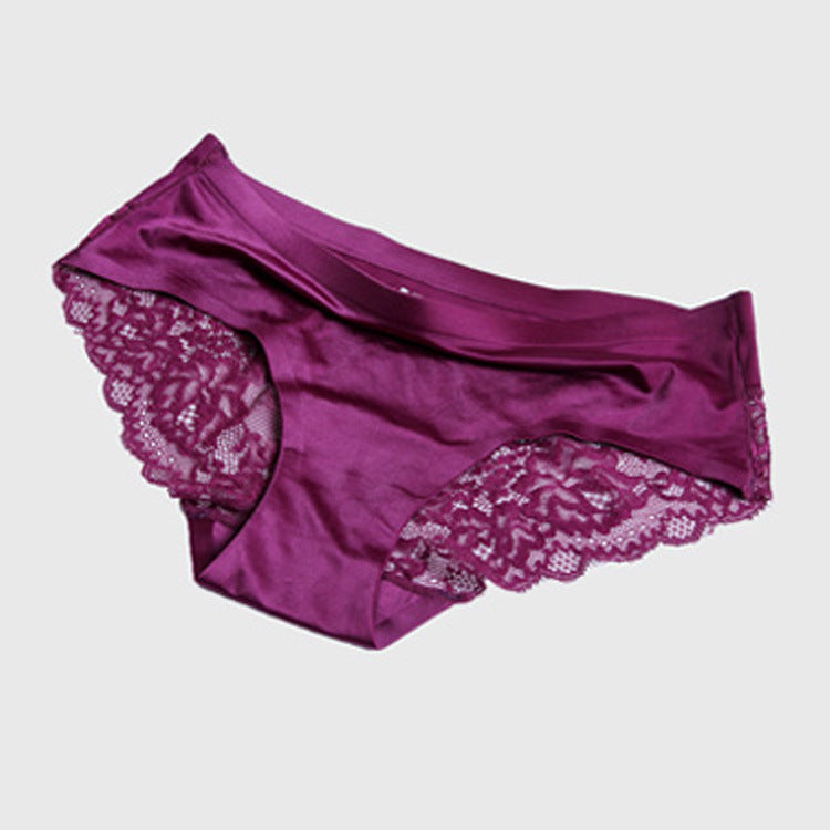 Luxury Pearlescent Cloth Lace Stitching Sexy Panties