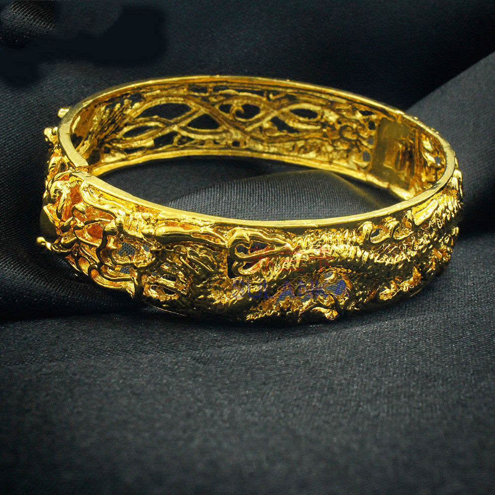 Gold-Plated Hollow Dragon And Phoenix Bracelets Bridal Wedding Jewelry Products Sand Gold-Plated Bracelets Will Not Fade For A Long Time