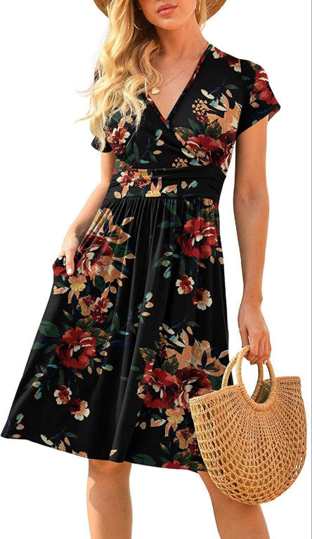 Ruffle Floral Dress Women Long Sleeve A Line Dresses