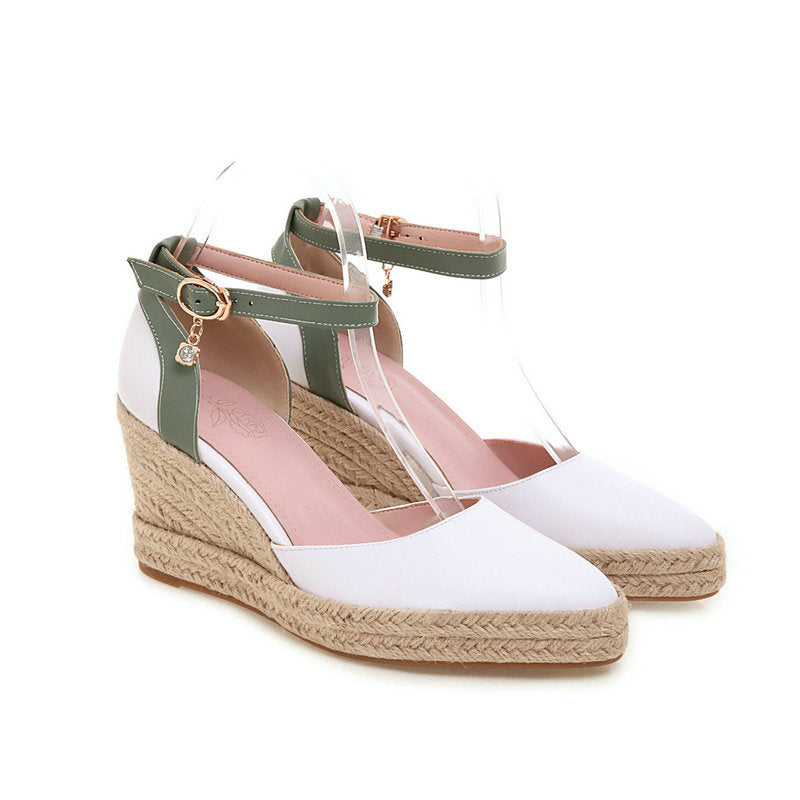 Womens Pumps Shoes Dorsay  Wedge Espadrille  Ankle Strap