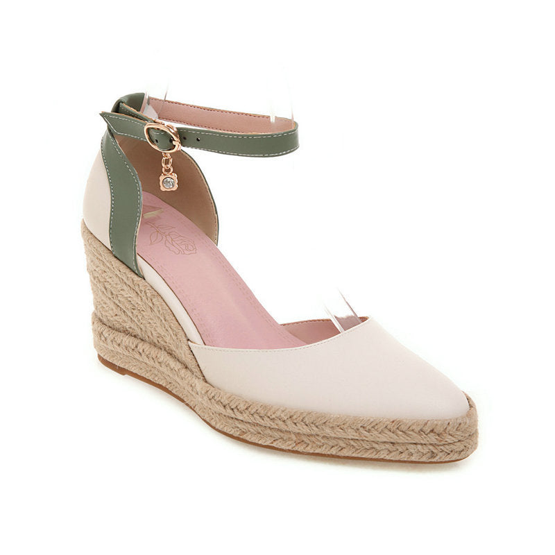 Womens Pumps Shoes Dorsay  Wedge Espadrille  Ankle Strap