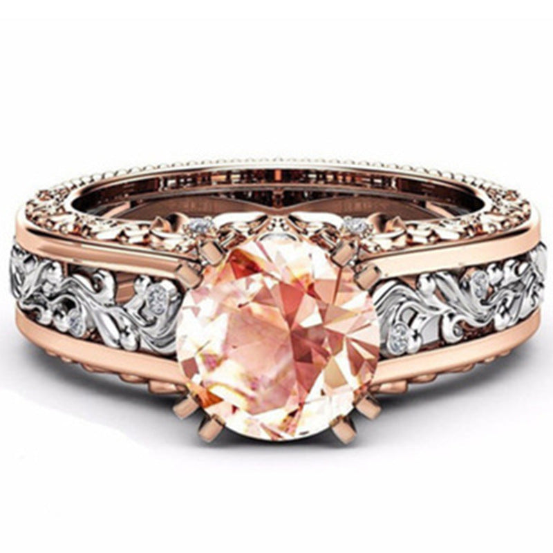 Ring Rose Gold-plated Color Separation Ring Chamapagne Gemstone Diamond Ring Bracelet Amazon Hot Models