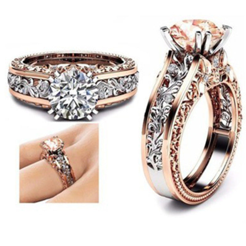 Ring Rose Gold-plated Color Separation Ring Chamapagne Gemstone Diamond Ring Bracelet Amazon Hot Models