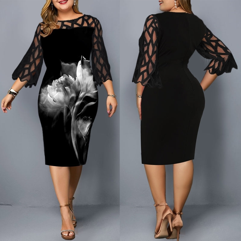 Ladies Floral Plus Size Women Party Bodycon Big Dress