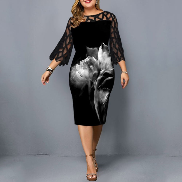 Ladies Floral Plus Size Women Party Bodycon Big Dress