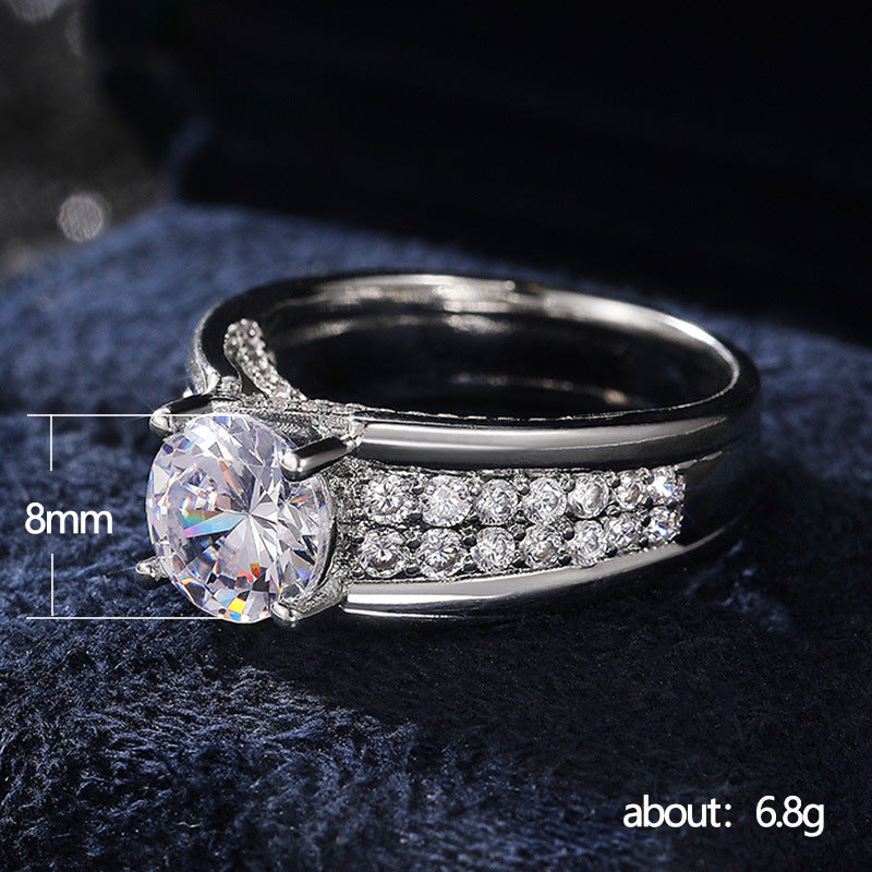 European And American Wedding Round Diamond Ring Women