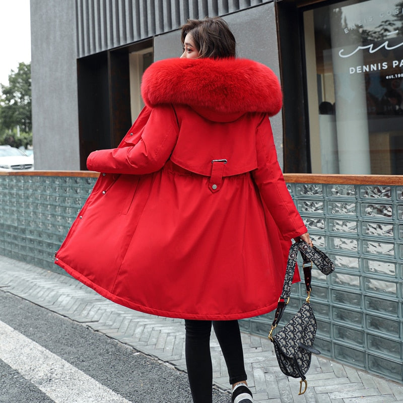 Chaqueta acolchada de largo medio para mujer