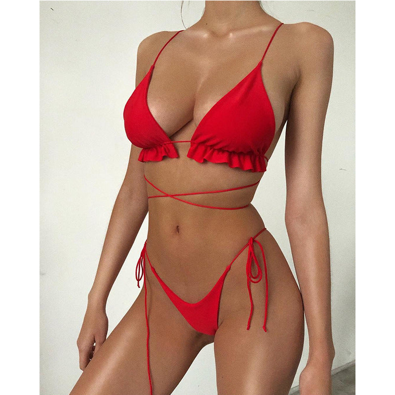 Long rope flashing bikini European and American foreign trade swimwear