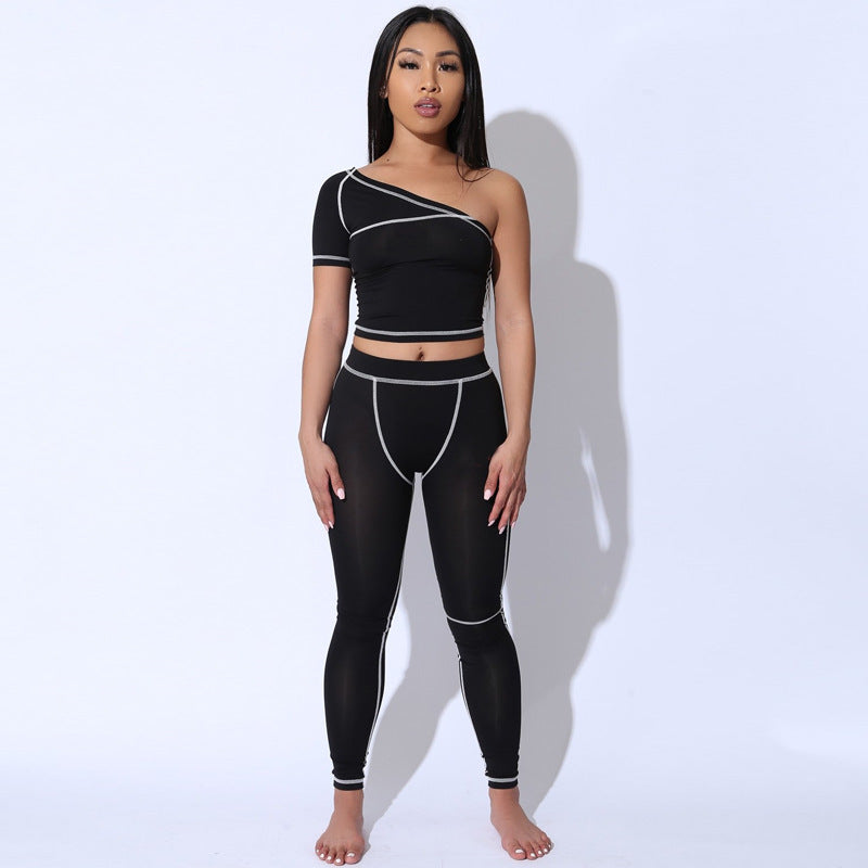 One Shoulder Yoga Sports Fashion Set