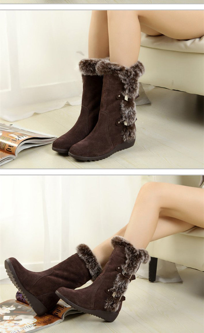 Snow Boots Mid-calf Faux Fur Plush Winter Women Boots