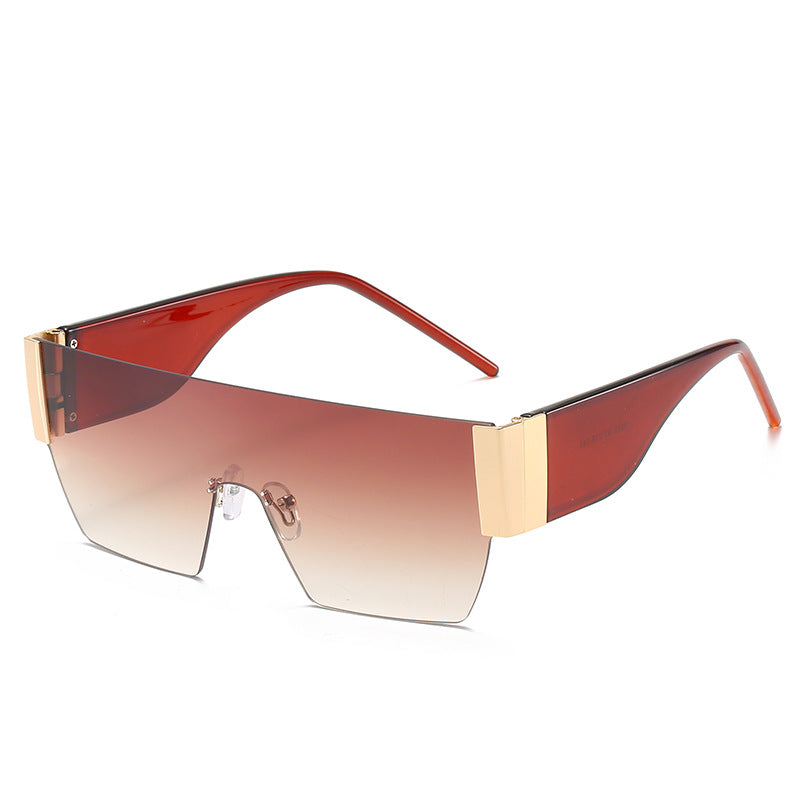 Rimless Big Square One-Piece Sunglasses Men And Women Fashion Sunglasses