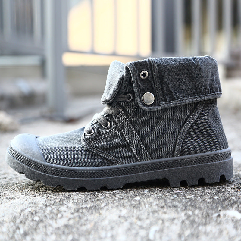 Platform high-top canvas shoes