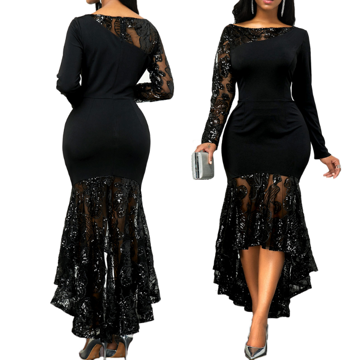 Long sleeve swallowtail dress