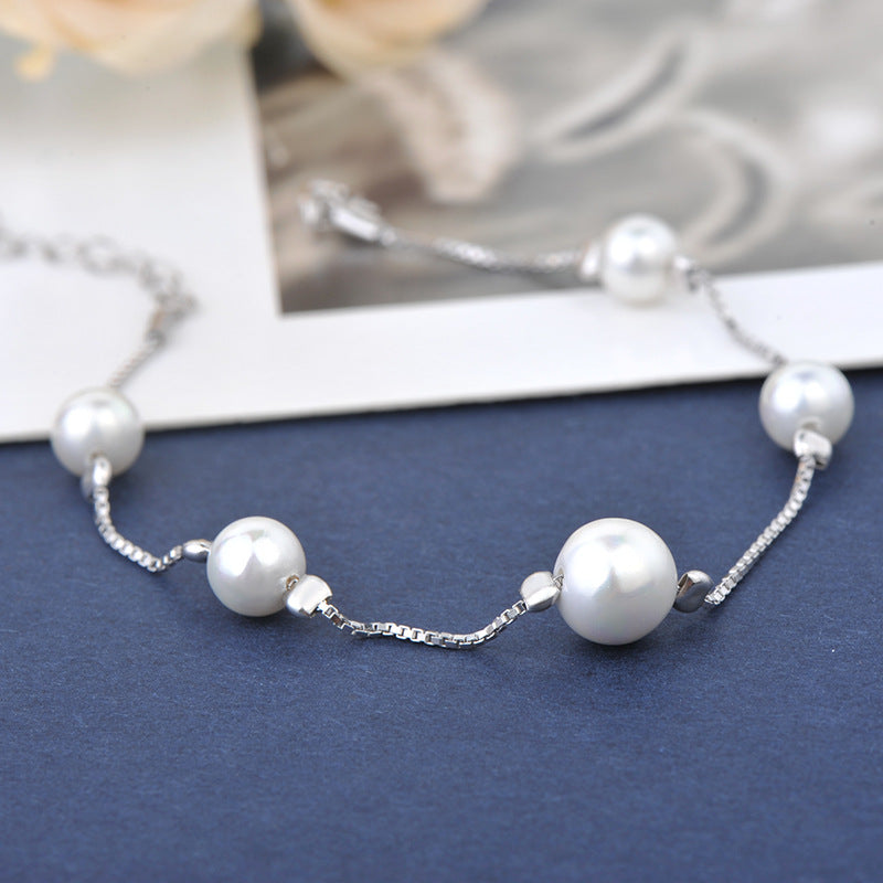 S925 sterling silver pearl bracelet