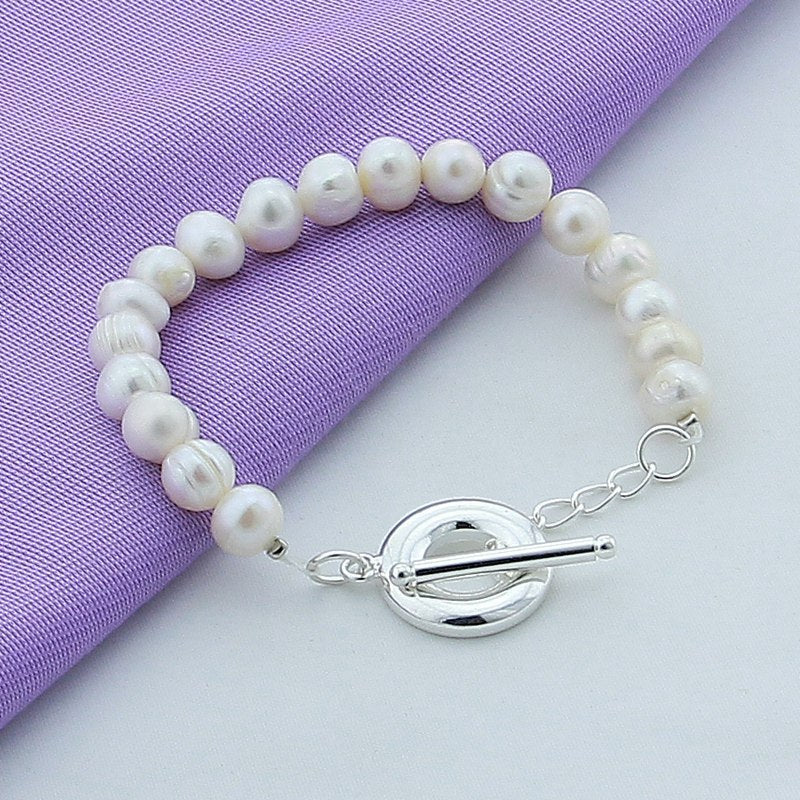 Silver Plated White Pearl Bracelet Jewelry