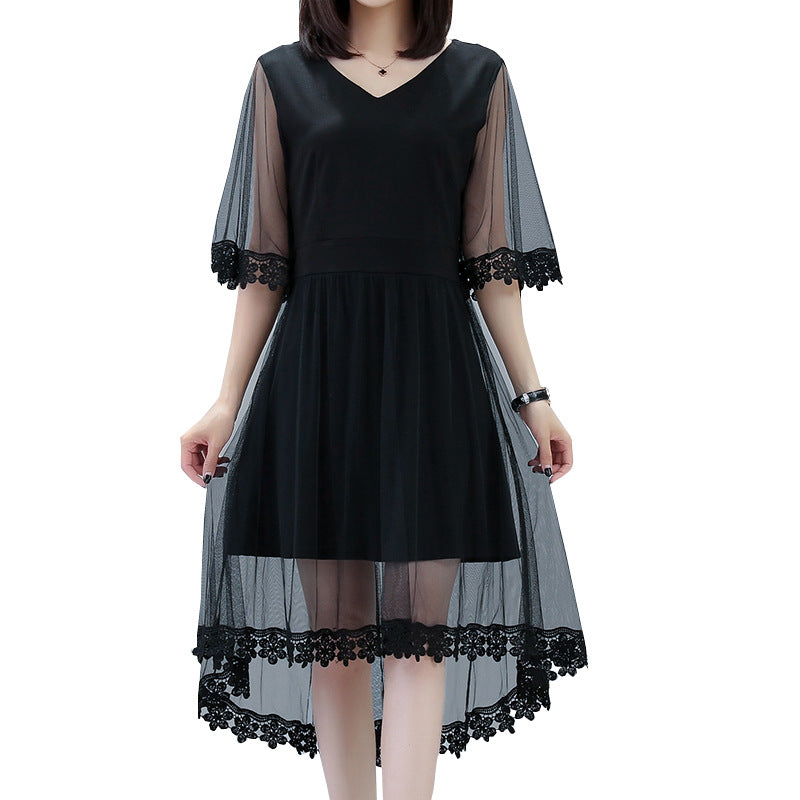 Mid-length dress plus size women's clothing