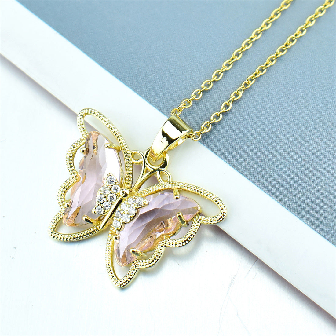 Butterfly Crystal Zircon Pendant Necklace