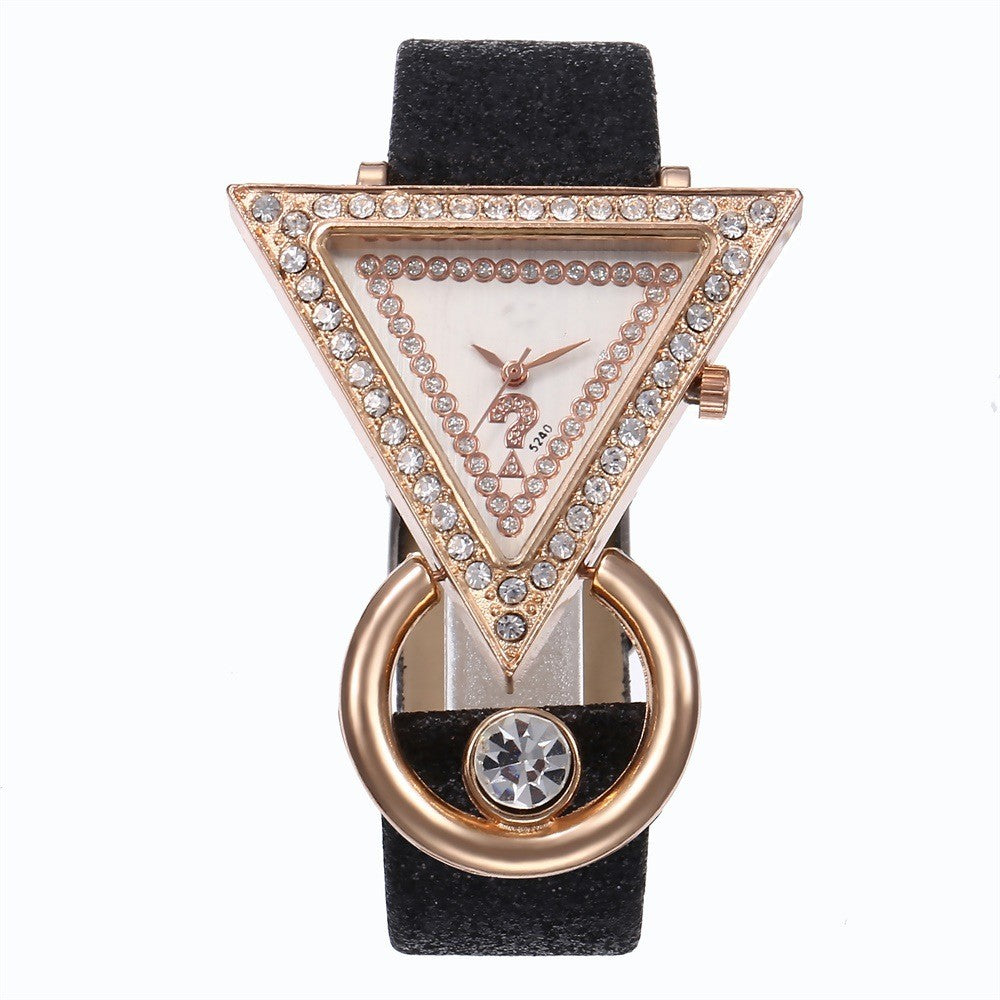 Women's Diamond Set Metal Triangle Dial Watch