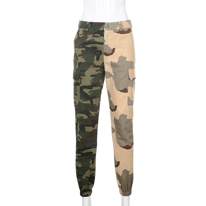 Sexy Pocket Cargo Pants for Women's Clash Camo Casual Pants