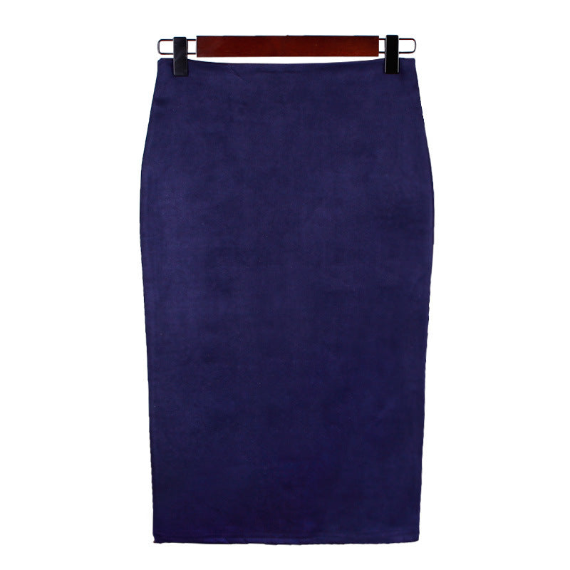 Solid color split deerskin velvet skirt