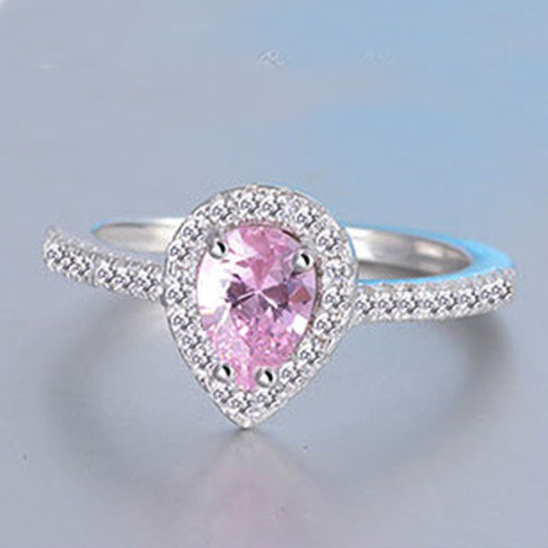 Drop diamond pink diamond ring