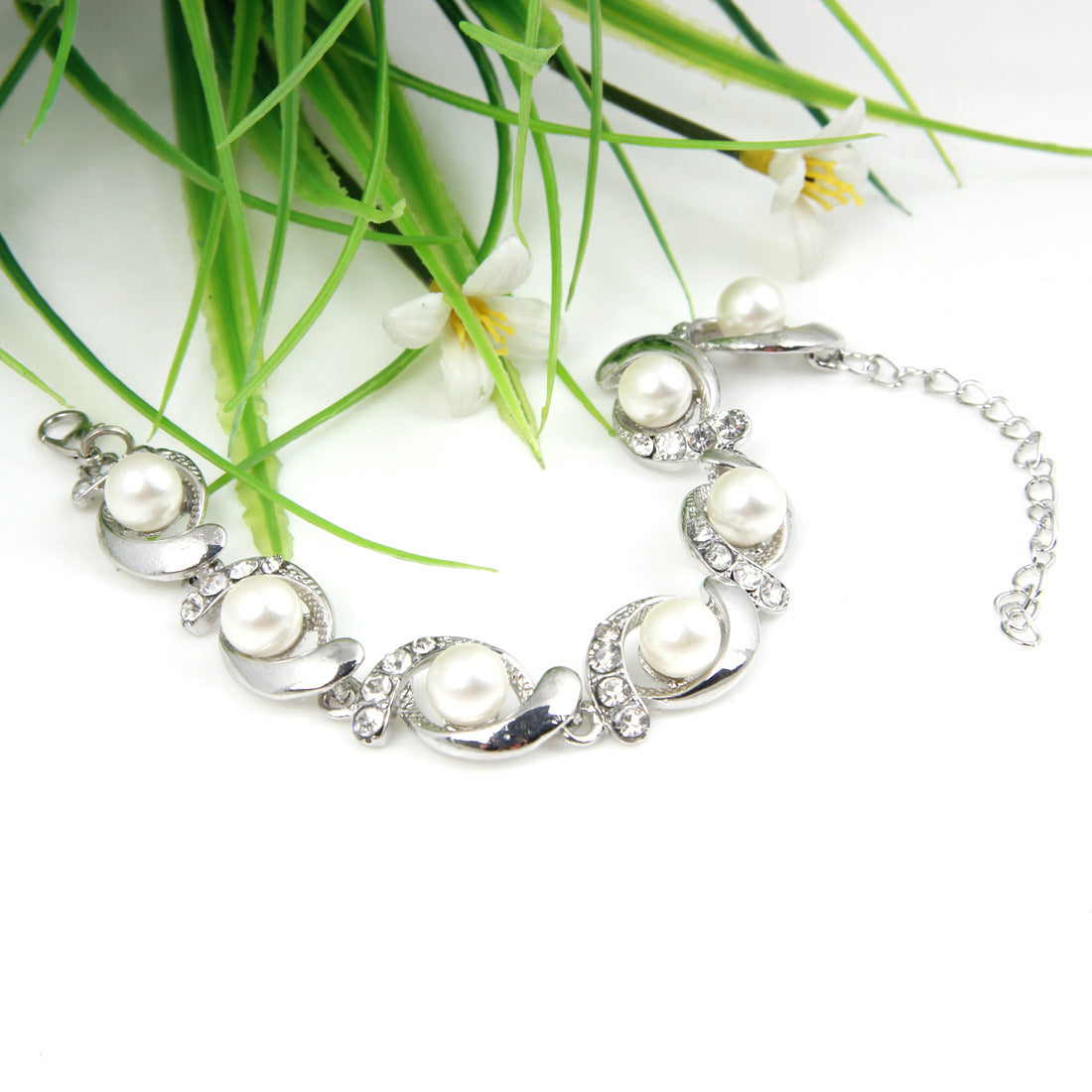 Korean Style Fashion Gold Plated Silver Plated  Pearl Alloy Bracelet