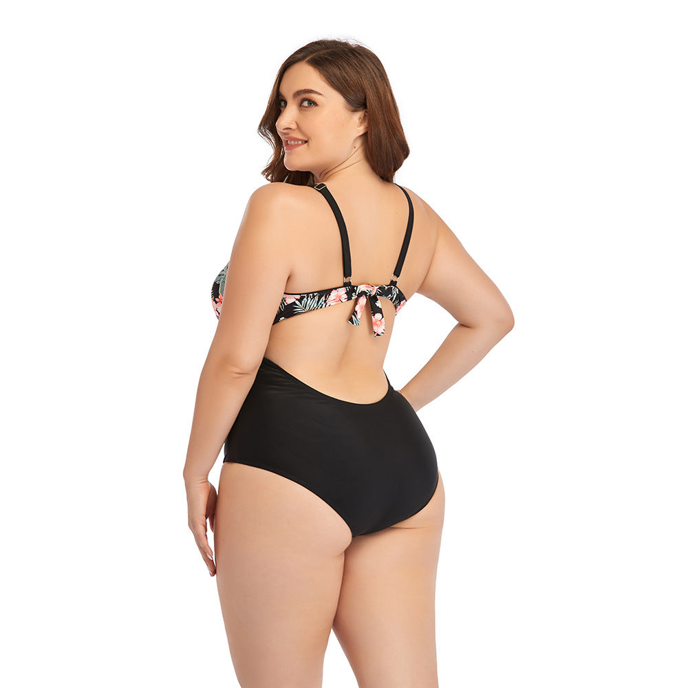 Fashion Plus Size One-piece Swimsuit With Chest Pad Wireless Cup