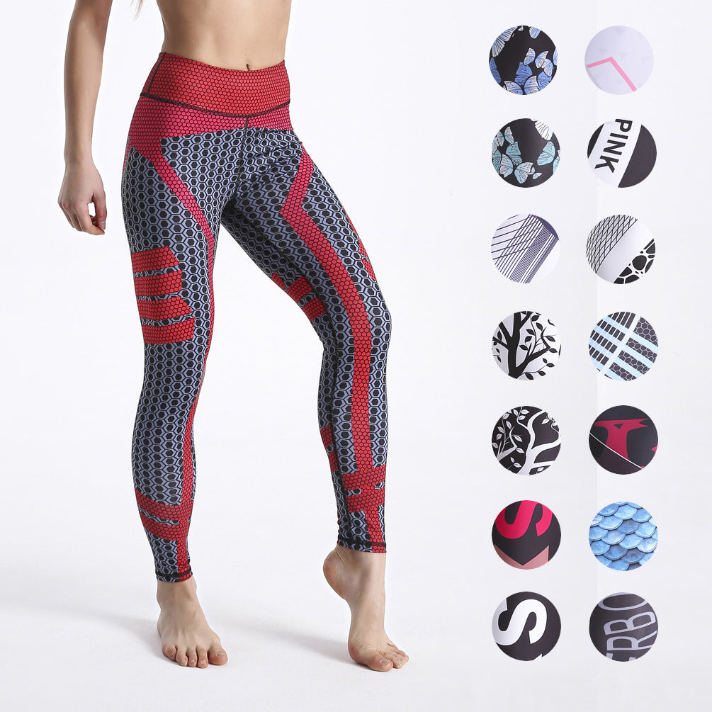 Women's Fitness Pants Printed Slim-fit Yoga Pants