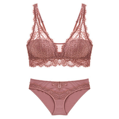 Laceless Bra Gathering Bra Lace Bra Set