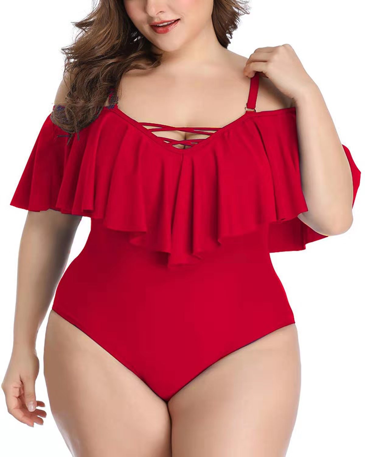 Ruffled plus size slimming bikini