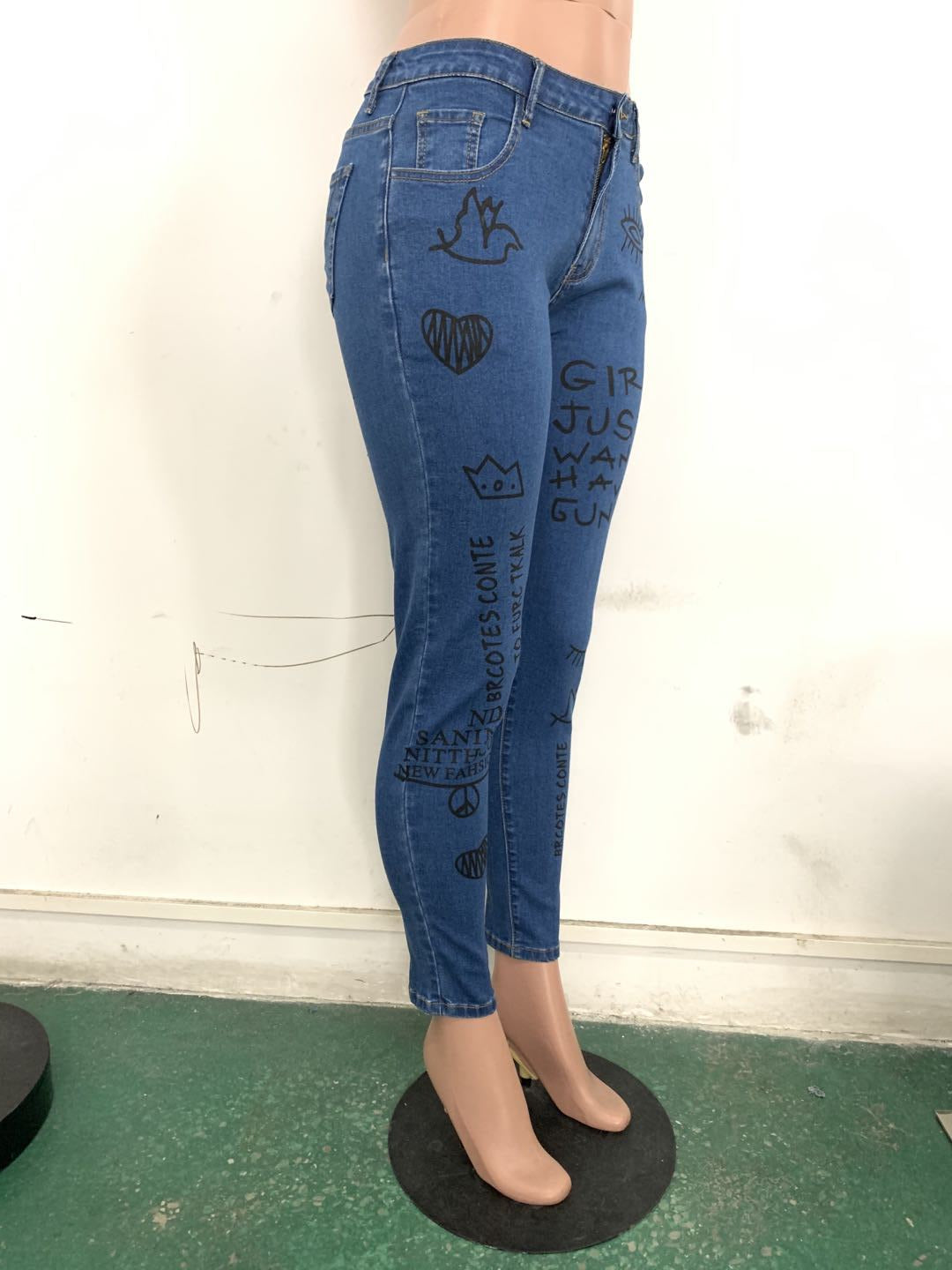 Hot sale printed jeans