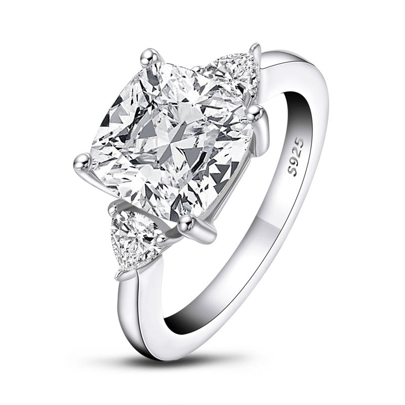 Fashion simple sterling silver simulation diamond ring