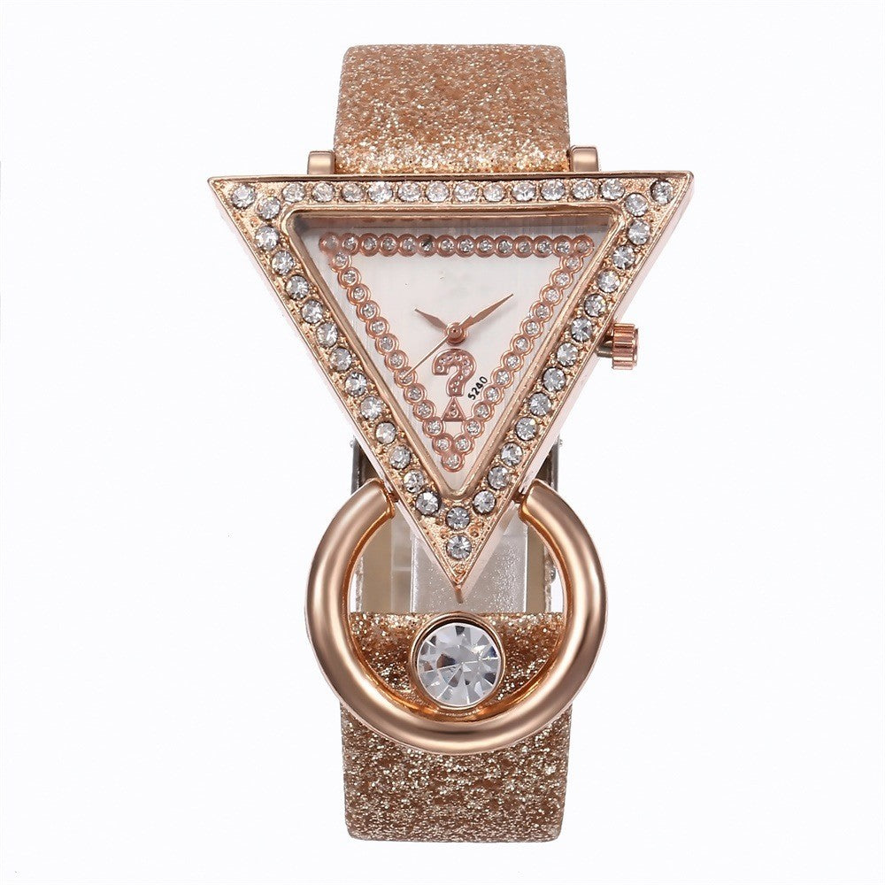 Women's Diamond Set Metal Triangle Dial Watch