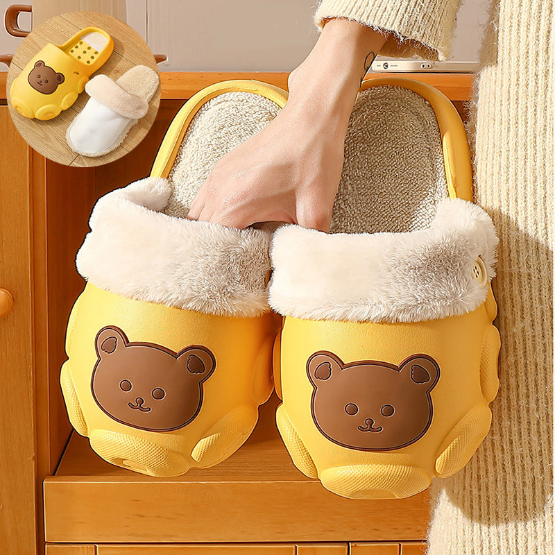 Bear Slippers Winter Warm Bedroom Slippers House Shoes For Women