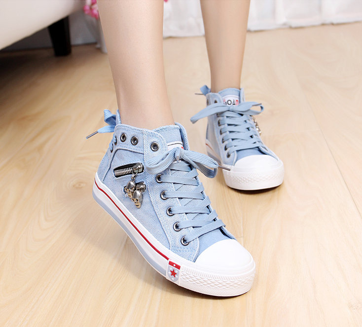 Women's zipper high-top canvas shoes