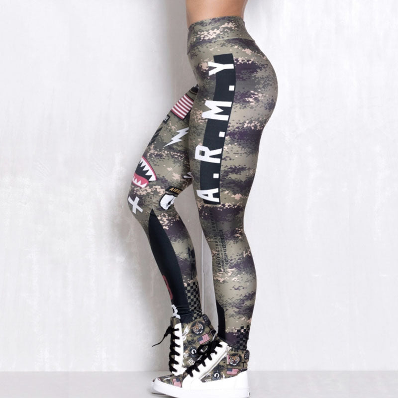 Printed Hip-Fitting Running Fitness Pants