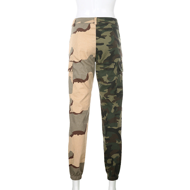 Sexy Pocket Cargo Pants for Women's Clash Camo Casual Pants