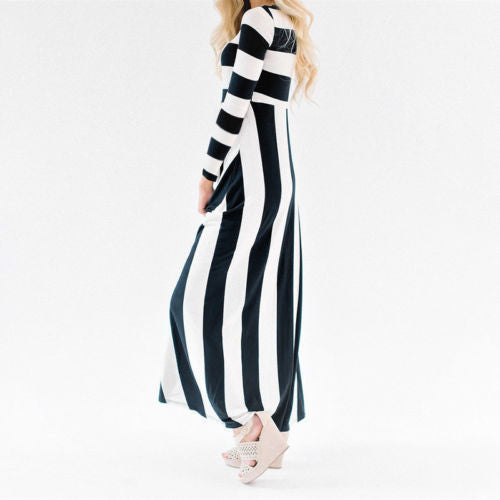 New long skirt striped loose dress women