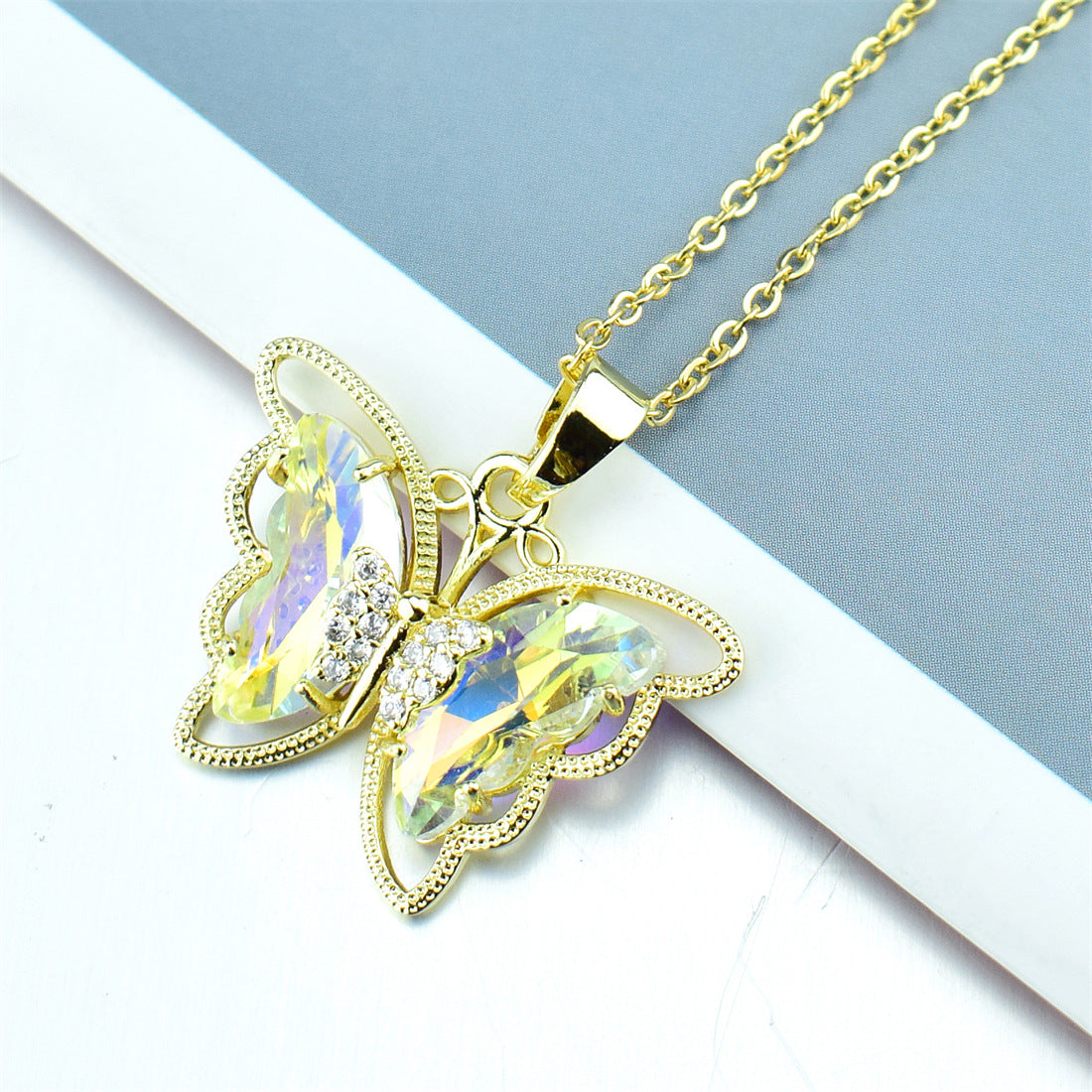 Butterfly Crystal Zircon Pendant Necklace