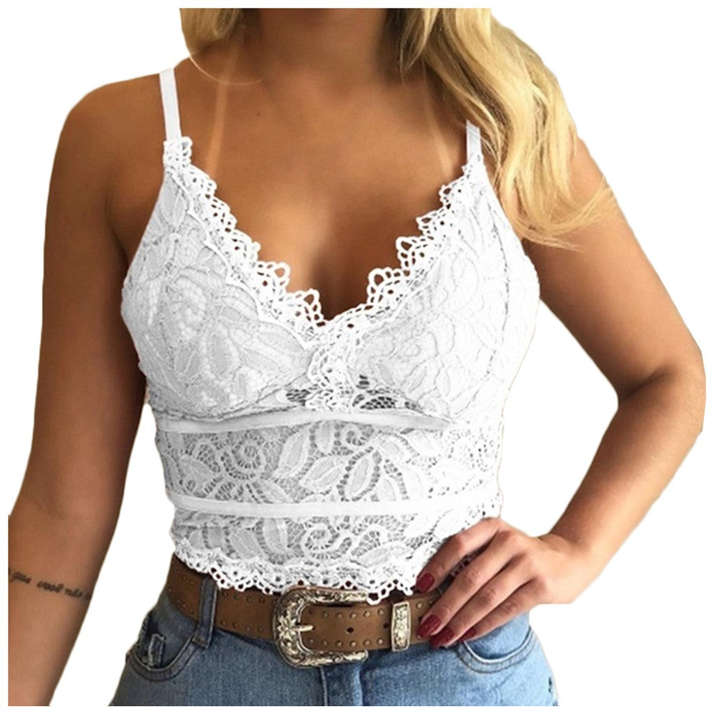 See-through lace sling bra