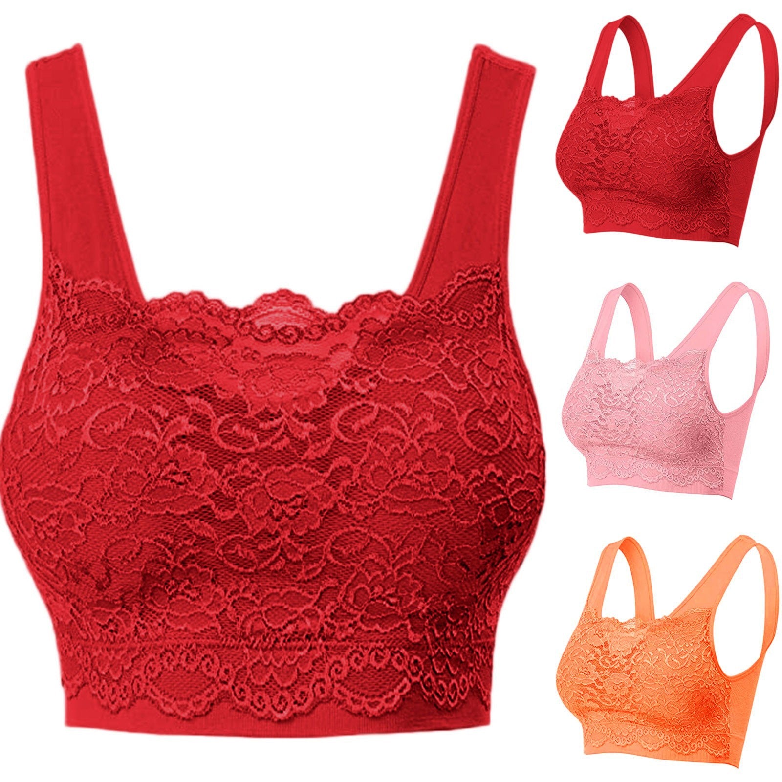 In Stock Women's Seamless Lace Top With Front Lace Bra Sports Bra Lace Stitching