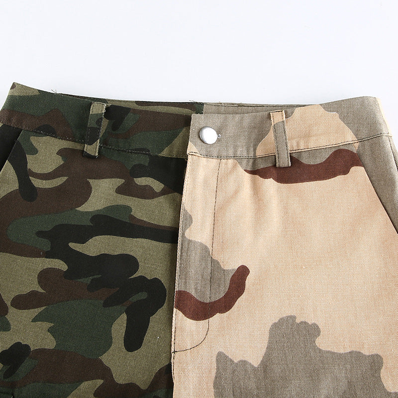 Sexy Pocket Cargo Pants for Women's Clash Camo Casual Pants