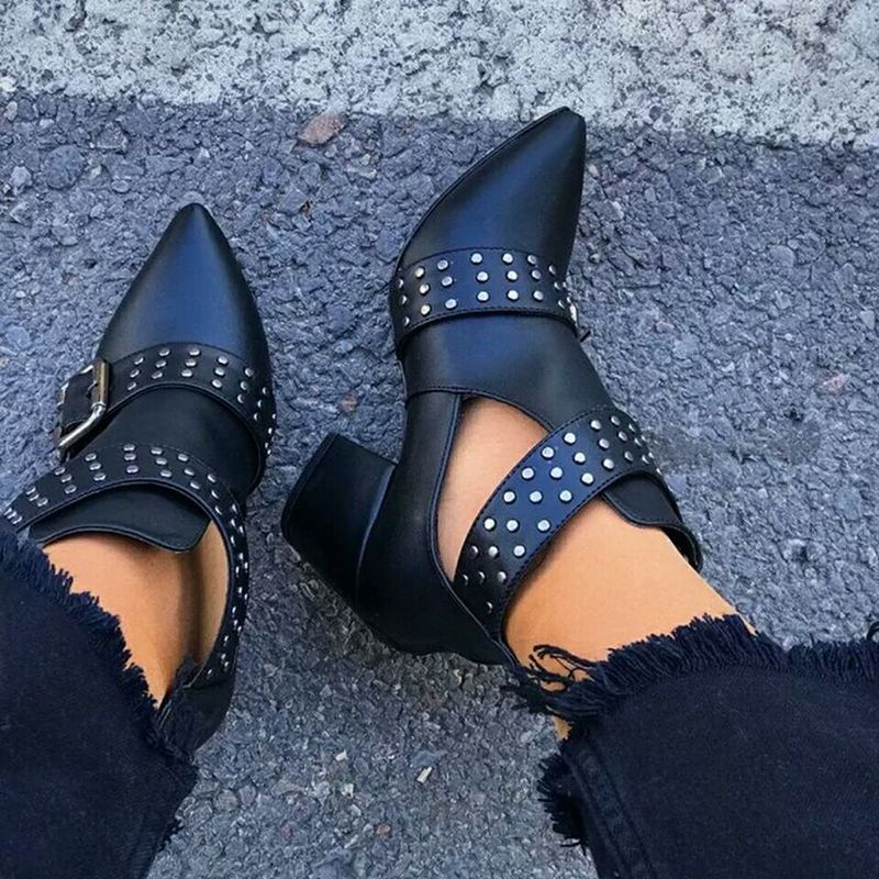 Pointed Toe Plus Size Rivet Short Boots Women