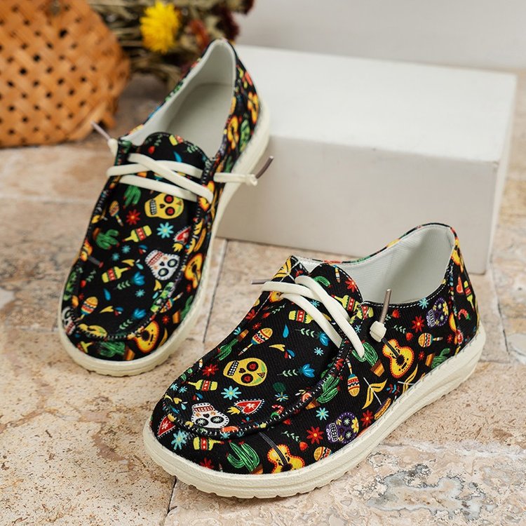 Women's Large Size Canvas Shoes Printed Casual Shoes