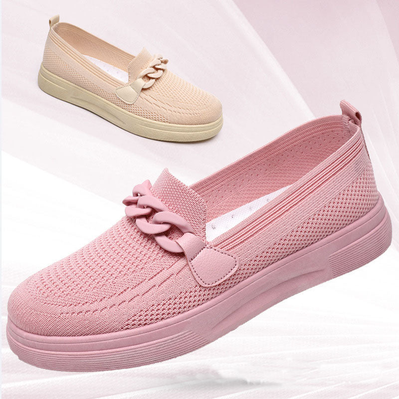 Chain Flats Shoes For Women Slip On Round Toe Comfortable Shoes